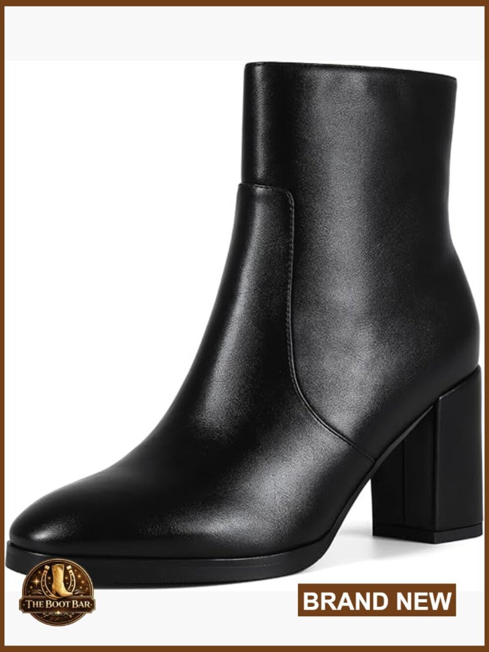 Women's Ankle Boots Side Zipper Chunky Block Heel Booties Fall Work Round Toe